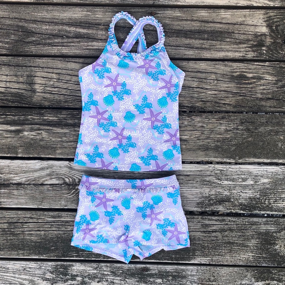 Lands’ End Girl’s 2-pc Tankini Swimsuit-EUC